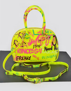 Graffiti Top Handle Bag Neon Yellow