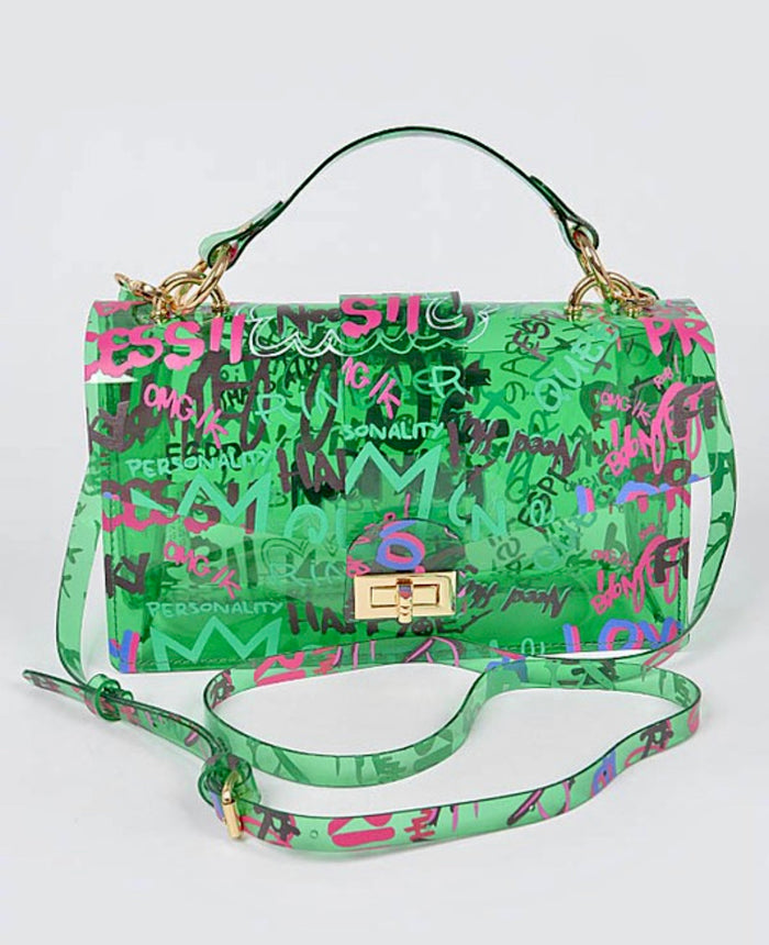 Green Graffiti Handle Bag