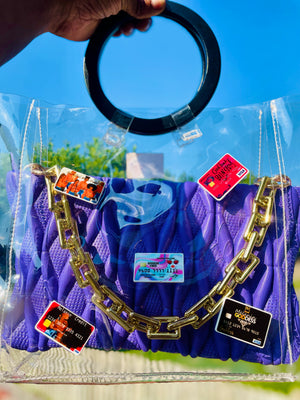 Exclusive Clear Bag With Purple gold chain bag