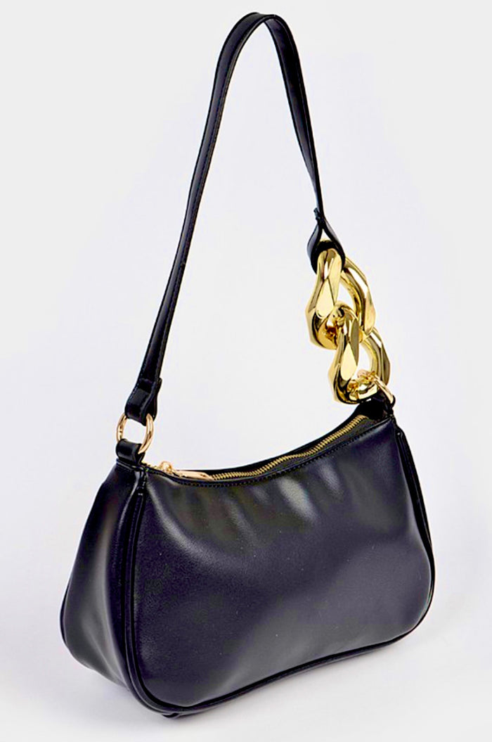 Faux Leather Simple Shoulder Bag