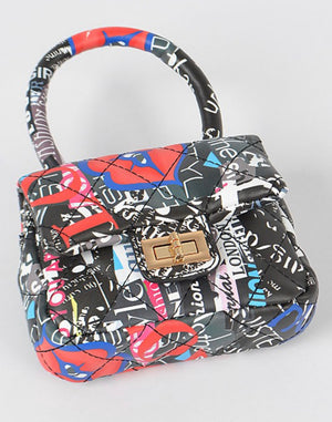 Quilted Multi Letter Fashion Mini Bag