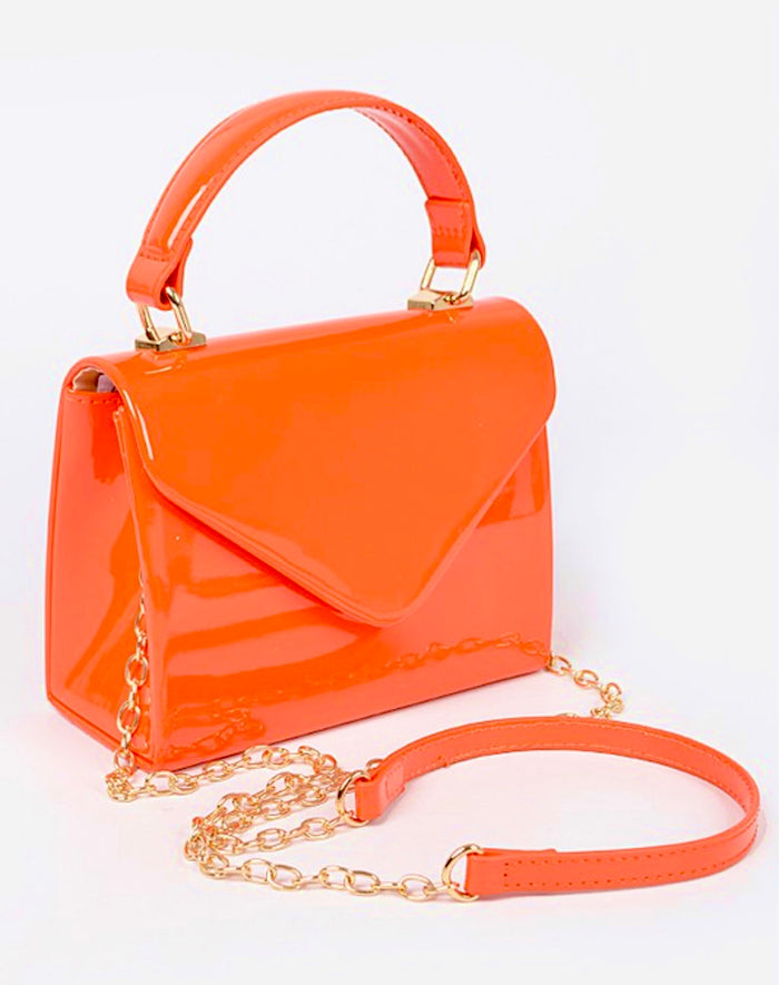 Orange Vegan Leather Top Handle Bag